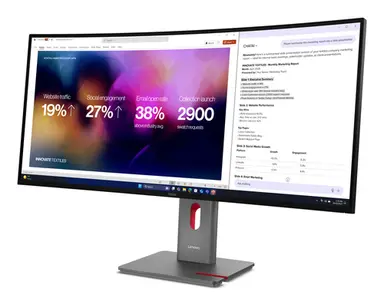 Lenovo 39.7 21:9 Wuhd 5120 × 2160 Resolution T V Certified IPS Black 2500R Curved Scree, image 4