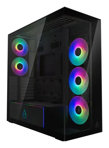 Arctic Cooling Xtender (Mirror BLACK)-PC Case-Mid Tower-Tempered Glass Panel-Included a-RGB Fan