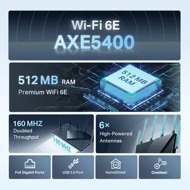 Omada Networks BY TP Link AX5400 Tri-Band Wi-Fi 6E Router SPEED: 574 Mbps AT 2.4 GHz + 2402 Mbps AT 5 GHz, image 3