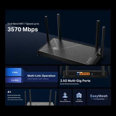 Omada Networks by TP Link BE3600 Dual-Band Wi-Fi 7 Router, image 5