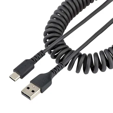 StarTech.com 3 ft USB a to C Charging Cable Coiled M/M