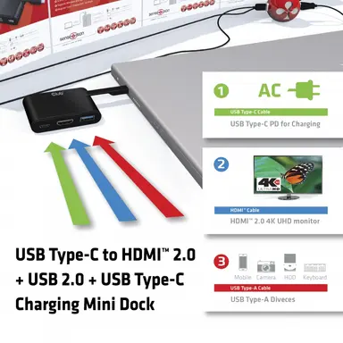 Club 3D B.V Sensevision USB 3.0-C to HDMI 2.0 And USB 2.0 Mini Dock IS A Compact Adapter for, image 7