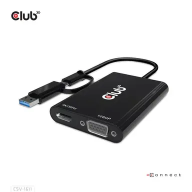 Club 3D B.V USB-C/A to HDMI And VGA Adapter, image 4