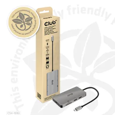 Club 3D B.V USB 3.2 GEN1 Type-C 8-in-1 Hub - 2 HDMI, 2 USB-a, RJ45, SD/Micro SD and USB-C., image 8