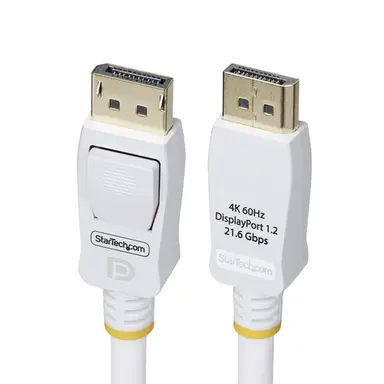 StarTech.com 10 ft (3M) White VESA Certified DisplayPort 1.2 Cable, 4K 60HZ, 21.6GBPS, Latchin, image 4