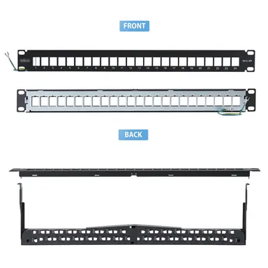 StarTech.com 24-Port 1U Blank Keystone Patch Panel with Cable Management Bar and Grounding WI, image 3