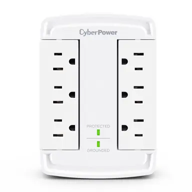 Cyberpower Systems (USA) Cyberpower Surge 5-15P Input Wall Tap White - 6 - Nema 5-15R Output