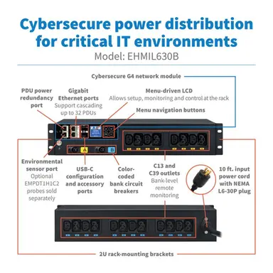 Eaton Single-Phase Metered Input Rack PDU G4 208V 10 C13 and 10 C39 Outlets 24A 5KW L6, image 4