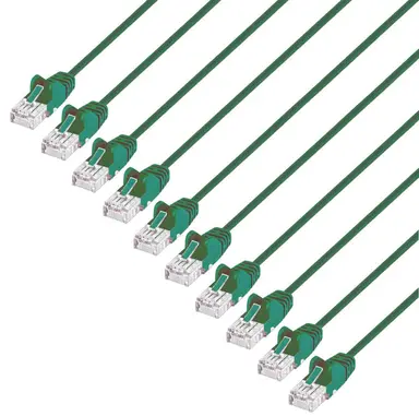 Intellinet Cat6 U/UTP Slim Network Patch Cable, 0.5 FT., Green, 10-Pack