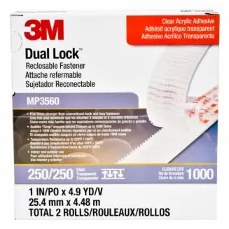 3M Display Materials and Syste 3M Dual Lock Reclosable Fastener Clear, 1 in X 5 YD, Type 250, 5 Pack/CA