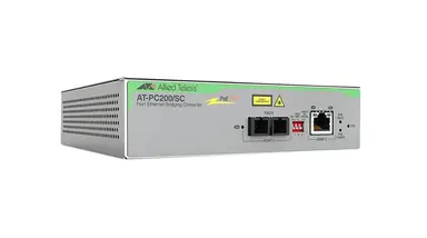 Allied Telesis TAA 100MB PoE+ Media Converter, SC Fiber