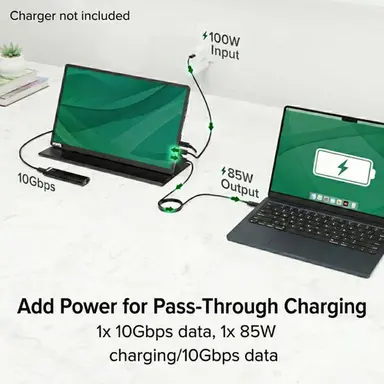 Plugable Technologies Plugable USB-C Portablemonitor 15.6 in, 100W Pass-Through Charging Laptop Smartp, image 4