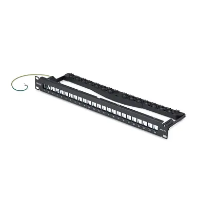 StarTech.com 24-Port 1U Blank Keystone Patch Panel with Cable Management Bar and Grounding WI