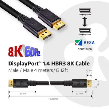 Club 3D B.V Displayport DP 1.4 4M/13.12FT Long Male-Male Cable The Total Bandwidth OF HBR3 I, image 7