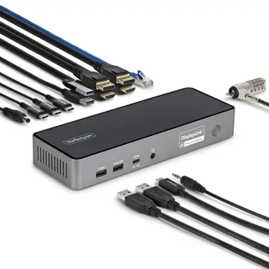 StarTech.com Triple-Monitor USB-C Docking Station, 140W Laptop Charging Dock for MacBook Pro