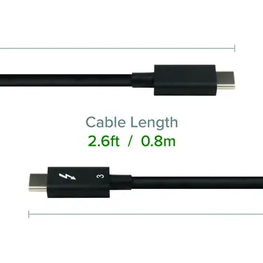 Plugable Technologies Plugable Thunderbolt 3 Cable 40GBPS Supports 100W (20V, 5A) Charging, 2.6 ft / 80, image 8