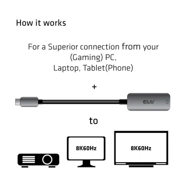 Club 3D B.V Club 3D USB Type C to DisplayPort 1.4 Adapter 8K60HZ. with DSC1.2 HBR3., image 8
