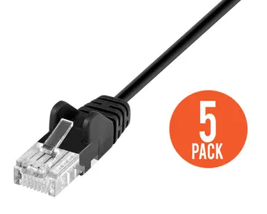 Intellinet Cat6 U/UTP Slim Network Patch Cable, 25 FT., Black, 5-Pack, image 7