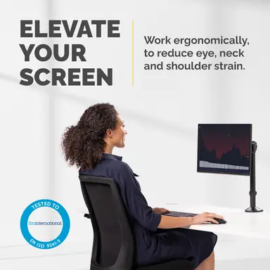 Fellowes Single Monitor Arm Elevates Your Screen Off the Desk to Eliminate Clutter. Set U, image 6