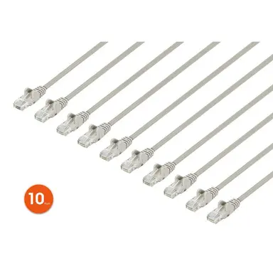 Intellinet Cat6 U/UTP Slim Network Patch Cable, 0.5 FT., Gray, 10-Pack, image 6