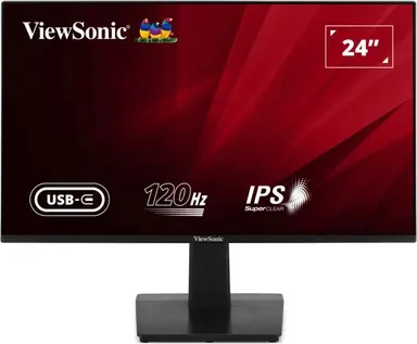 ViewSonic 24 in 1080P 120HZ Monitor with Variable Refresh Rate, HDMI, VGA, and USB-C.