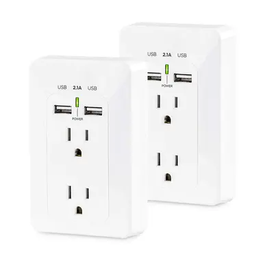 Cyberpower Systems (USA) 2-PACK 2-OUTLET Wall-Tap with 2 USB Charging Ports 2.1A (SHARED) White, image 6