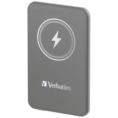 Verbatim Americas Charge N Go Magnetic Wireless Power Bank 5000 Mah - Gray, image 4