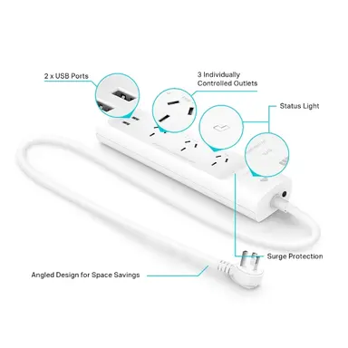Omada Networks BY TP Link Kasa Smart Power Strip 3-OUTLETS, image 7