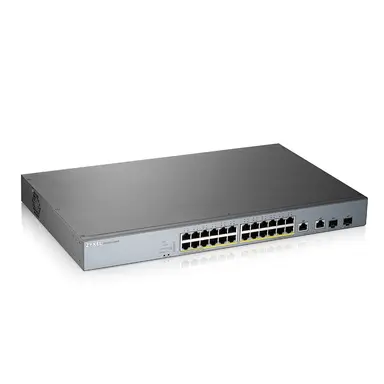 Zyxel Communications 24-PORT Gigabit POE+ L2 Web Managed Switch (375W) W/2 Sfp W/1Y Neb