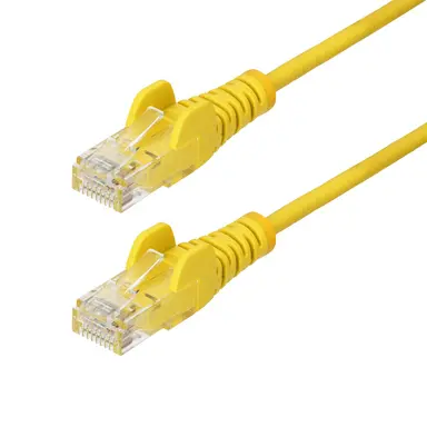 StarTech.com 1 ft Yellow Slim Cat6 Ethernet Cable, Snagless, 100W PoE, UTP, LSZH, 28AWG Bare