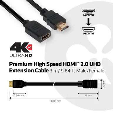 Club 3D B.V HDMI2.0 M_F Ext Cable 4K60HZ 3M/9.8FT, image 8