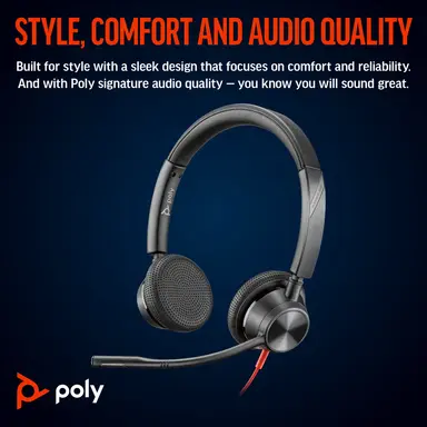 HP Poly Blackwire 3325 Stereo USB-C Headset +3.5MM Plug +USB-C/A Adapter, image 8