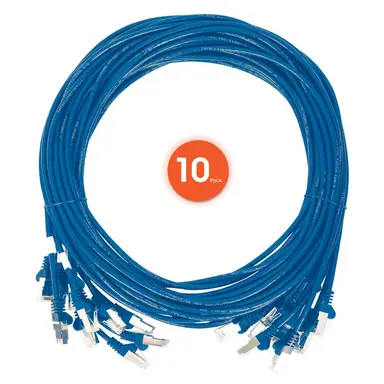 Intellinet Cat6 U/UTP Slim Network Patch Cable, 0.5 FT., Blue, 10-Pack