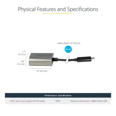 StarTech.com USB C to VGA Adapter 1080P - 12 in Cable, image 8