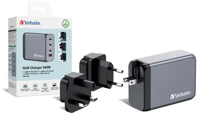 Verbatim Americas 240W 4-Port Gan Wall Charger, image 8