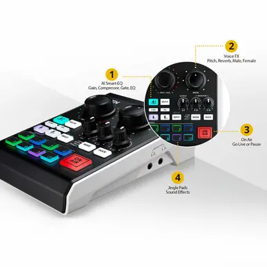 Aten Miclive 6-CHANNEL AI Audio Mixer, image 8
