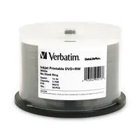 Verbatim Americas 50PK DVD+RW 4.7GB 4X WHT Inkjet Hub