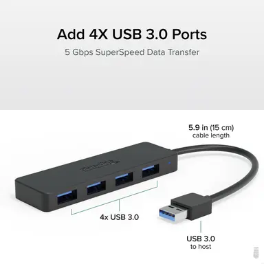 Plugable Technologies Plugable 4-Port USB Hub 3.0, USB Splitter for Laptop, Compatible with Windows, image 6