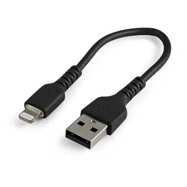 StarTech.com 6 in 15CM USB to Lightning Cable - Apple Mfi Certified - Aramid Fiber - Black, image 4