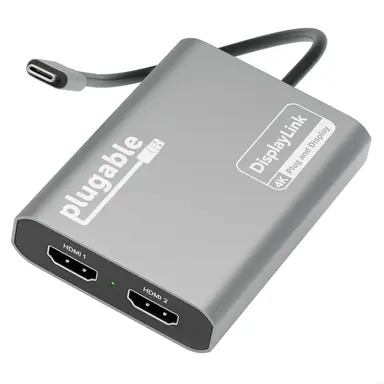 Plugable Technologies Plugable USB C to HDMI Adapter, Dual Monitor 4K 60HZ for Apple Mac M1/M2/M3, Dis