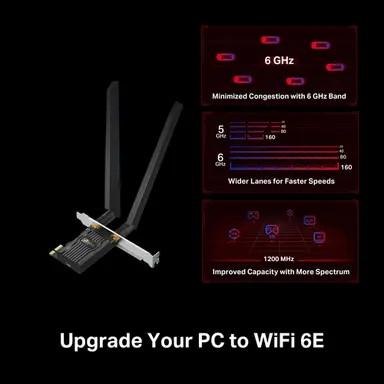 Omada Networks BY TP Link AXE5400 Tri-Band Wi-Fi 6E Bluetooth Pci Express Adapter SPEED: 2402 Mbps AT 6 GH, image 3