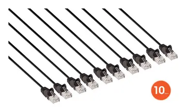 Intellinet Cat6 U/UTP Slim Network Patch Cable, 1 FT., Black, 10-Pack, image 7