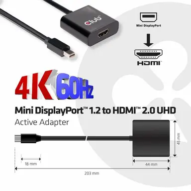 Club 3D B.V Active HDMI 2.0 Signal CONVERTER. The Mdp 1.2 to HDMI2.0 4K 60HZ UHD Active Adap, image 7