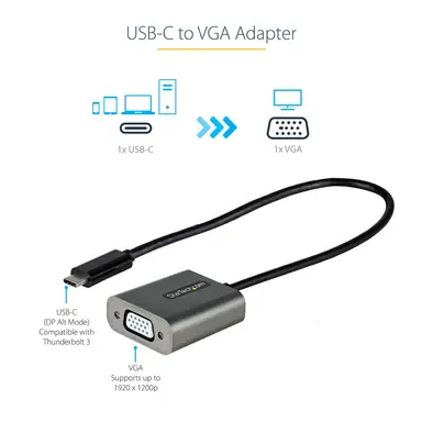 StarTech.com USB C to VGA Adapter 1080P - 12 in Cable, image 7