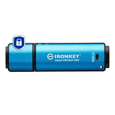 Kingston 128GB USB-C Ironkey Vault Privacy 50C AES-256 Encrypted Fips 197