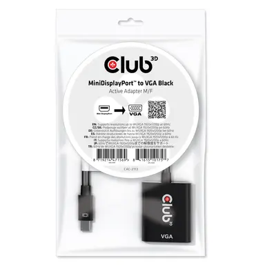 Club 3D B.V Mini Display Port 1.1A Male to VGA Female Active Adapter Black