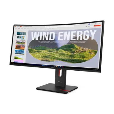 Lenovo T34WD-40, 34 Inch WQHD Curved Docking Monitor with LTS Stand with Phone Slot, up, image 7
