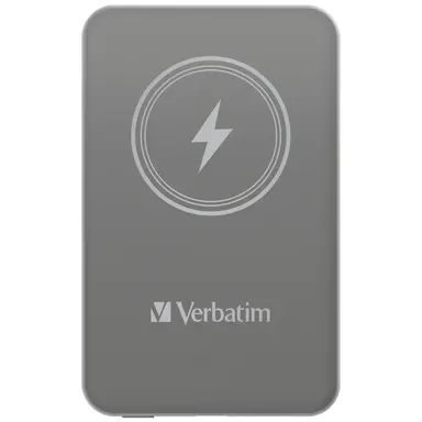 Verbatim Americas Charge N Go Magnetic Wireless Power Bank 5000 Mah - Gray, image 7