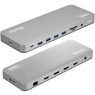 Plugable Technologies 14-in-1 Dock for Mac: Premium Aluminum Housing with Space Gray Finish; Supports