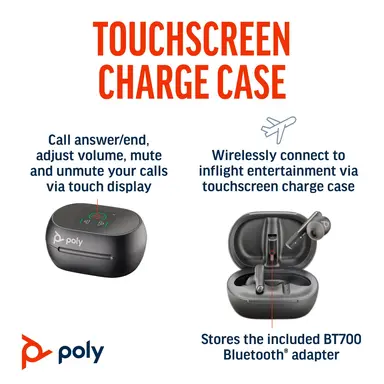 HP Poly Voyager Free 60+ UC Carbon Black Earbuds +BT700 USB-C Adapter +TOUCHSCREEN, image 7